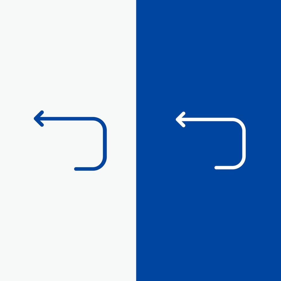 freccia ciclo continuo ciclo continuo freccia indietro linea e glifo solido icona blu bandiera linea e glifo solido icona blu bandiera vettore