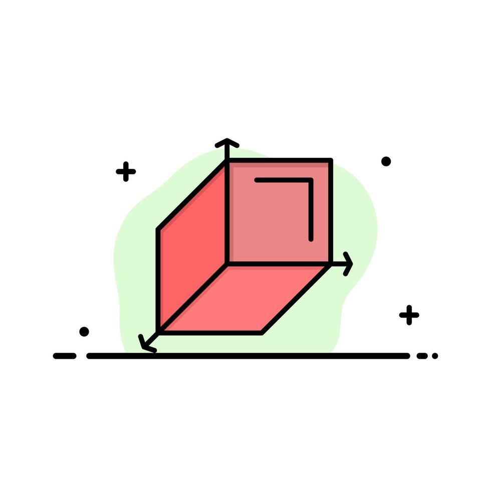 3d scatola cuboide design attività commerciale piatto linea pieno icona vettore bandiera modello