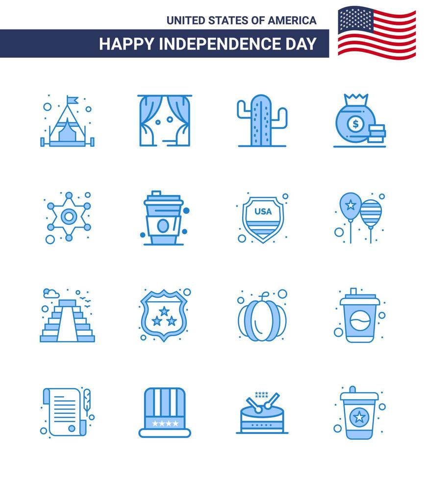 16 creativo Stati Uniti d'America icone moderno indipendenza segni e 4 ° luglio simboli di stella uomini Stati Uniti d'America americano Borsa modificabile Stati Uniti d'America giorno vettore design elementi