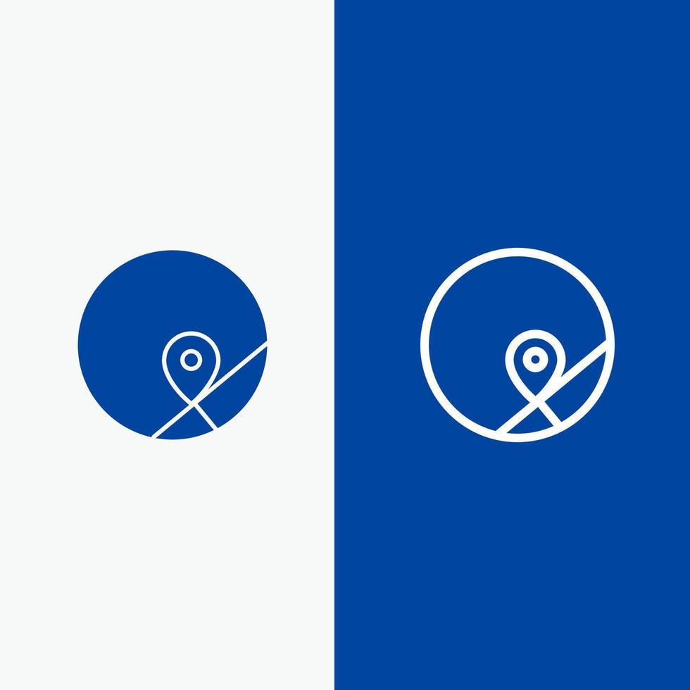 di base carta geografica Posizione carta geografica linea e glifo solido icona blu bandiera linea e glifo solido icona blu bandiera vettore