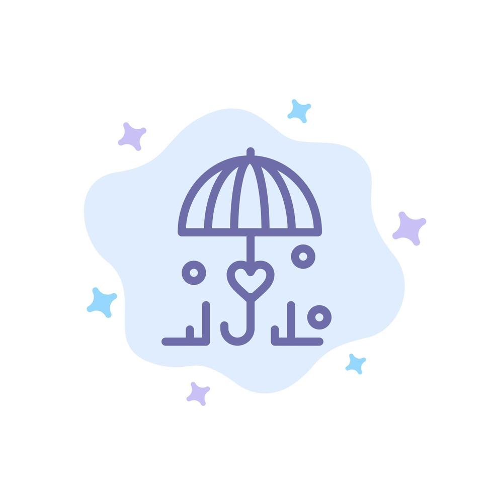 assicurazione ombrello sicuro amore blu icona su astratto nube sfondo vettore
