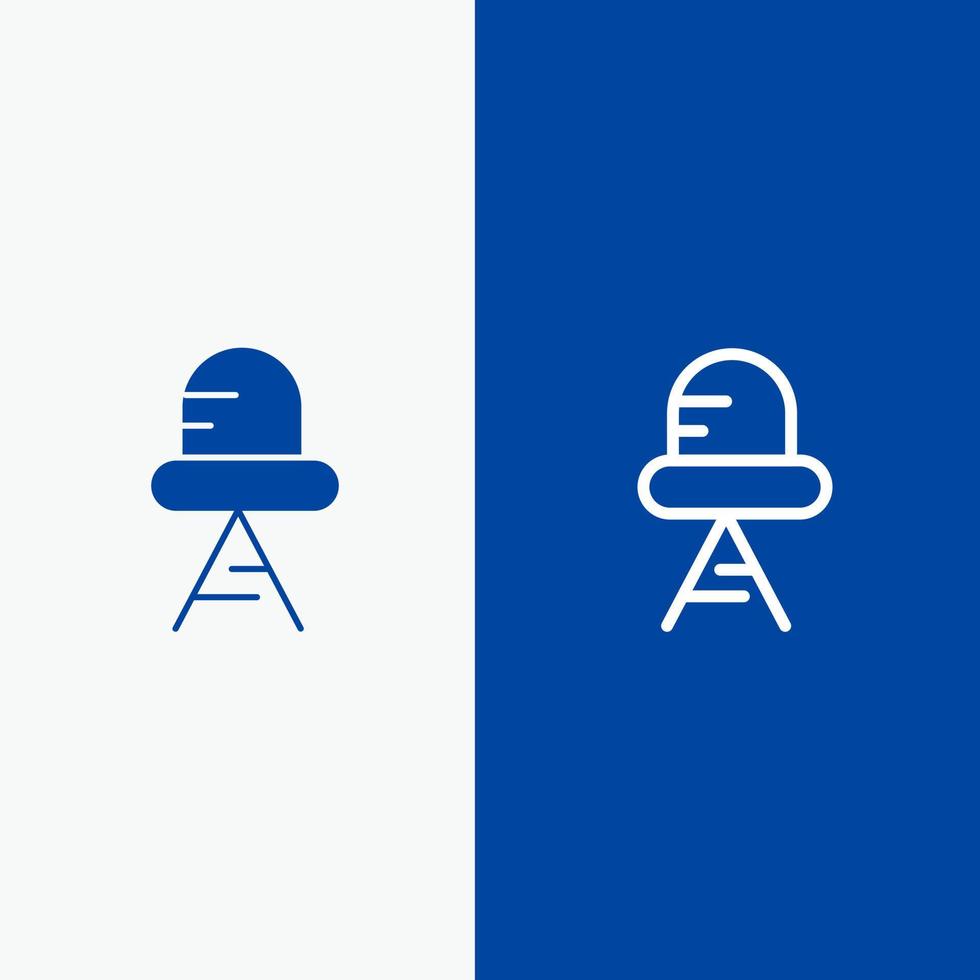 diodo guidato leggero linea e glifo solido icona blu bandiera linea e glifo solido icona blu bandiera vettore