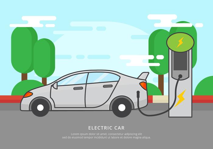Illustrazione di vettore di carico dell'automobile elettrica libera