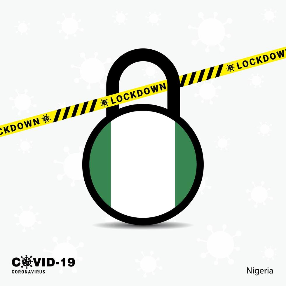 Nigeria serratura giù serratura coronavirus pandemia consapevolezza modello covid19 serratura giù design vettore