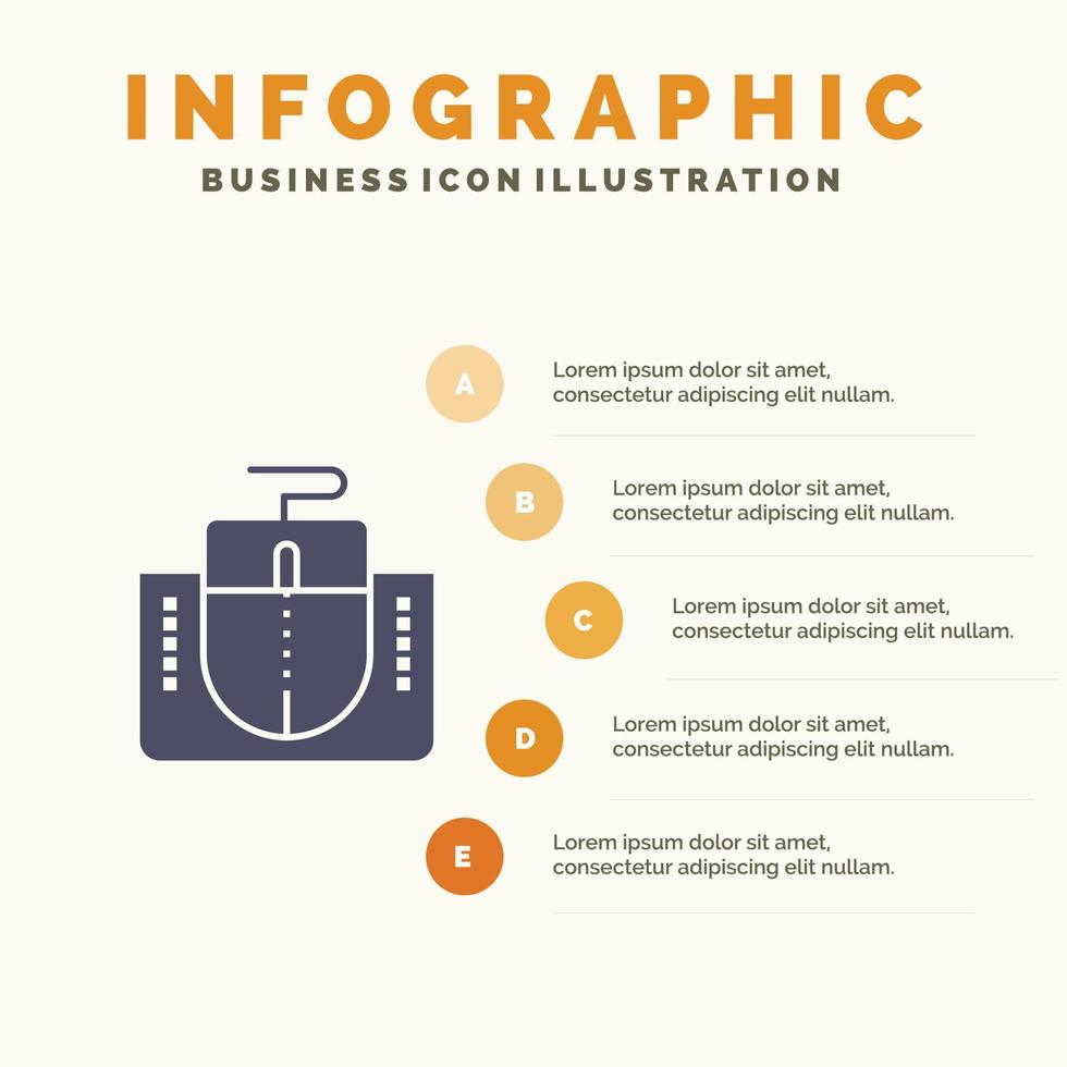 topo interfaccia topo interfaccia computer solido icona infografica 5 passaggi presentazione sfondo vettore