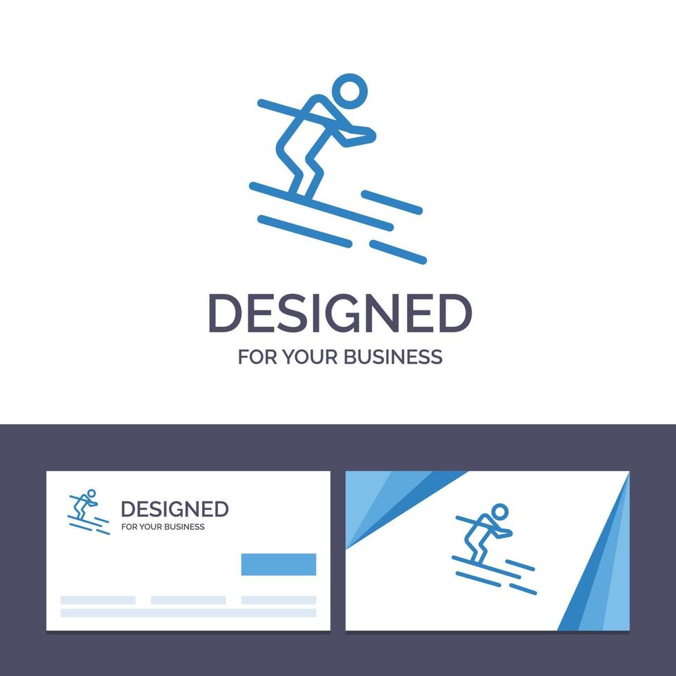 creativo attività commerciale carta e logo modello attività sciare sciare sportivo vettore illustrazione