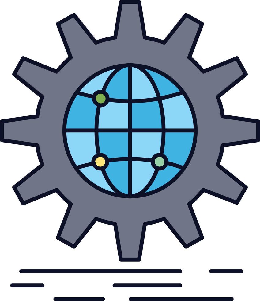 internazionale attività commerciale globo mondo largo Ingranaggio piatto colore icona vettore