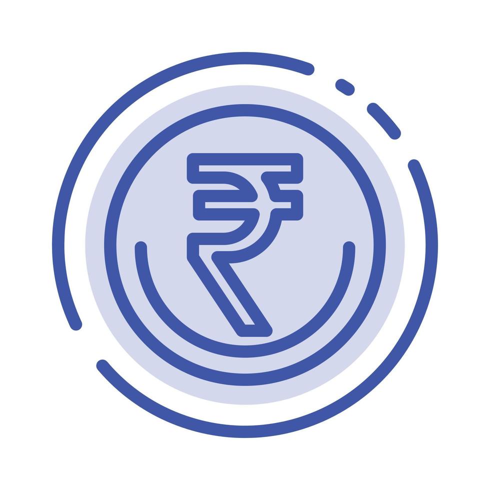 attività commerciale moneta finanza indiano inr rupia commercio blu tratteggiata linea linea icona vettore