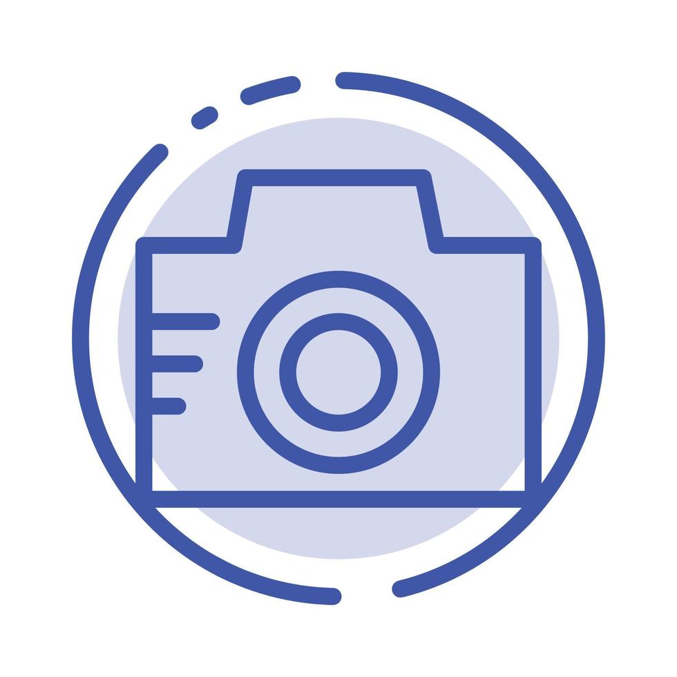 telecamera Immagine foto immagine blu tratteggiata linea linea icona vettore