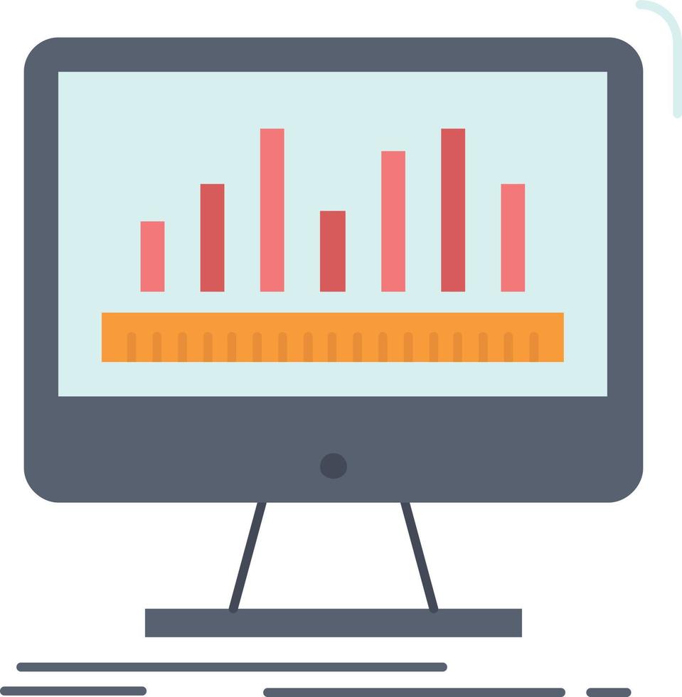 analitica in lavorazione pannello di controllo dati statistiche piatto colore icona vettore