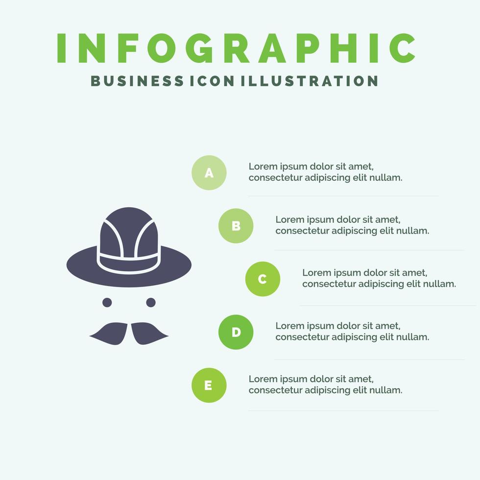 berretto cappello Canada solido icona infografica 5 passaggi presentazione sfondo vettore