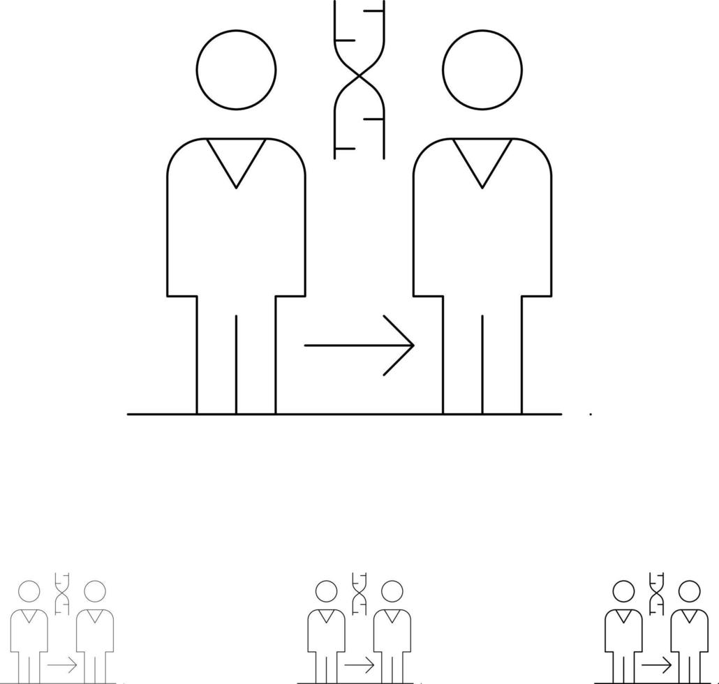 dna clonazione paziente ospedale Salute grassetto e magro nero linea icona impostato vettore