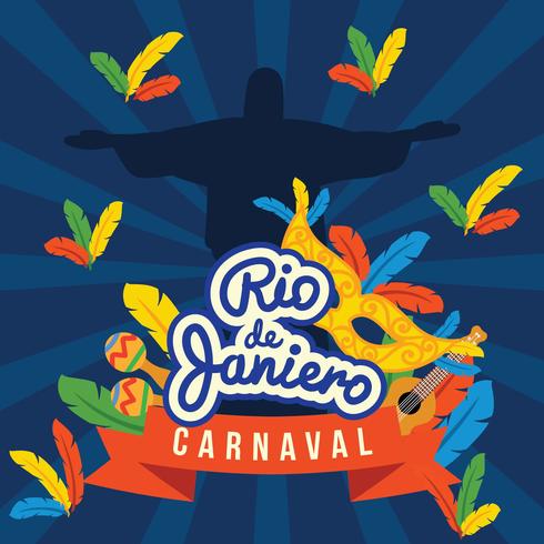 Poster di Rio Dejaniero Carnaval vettore
