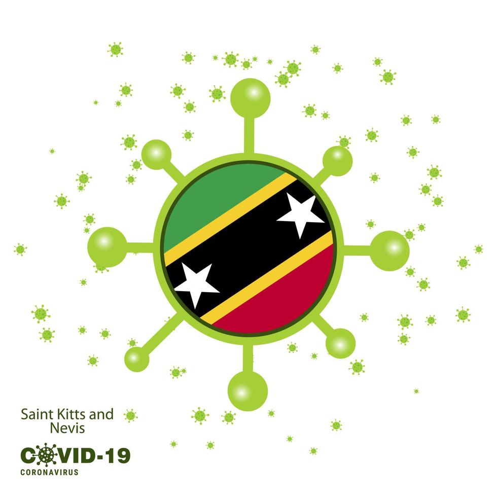 santo kitts e nevis coronavius bandiera consapevolezza sfondo restare casa restare salutare prendere cura di il tuo proprio Salute pregare per nazione vettore