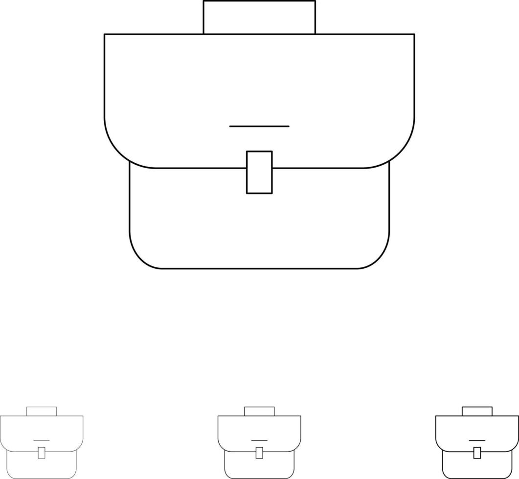 Borsa Astuccio valigia borsa da lavoro grassetto e magro nero linea icona impostato vettore