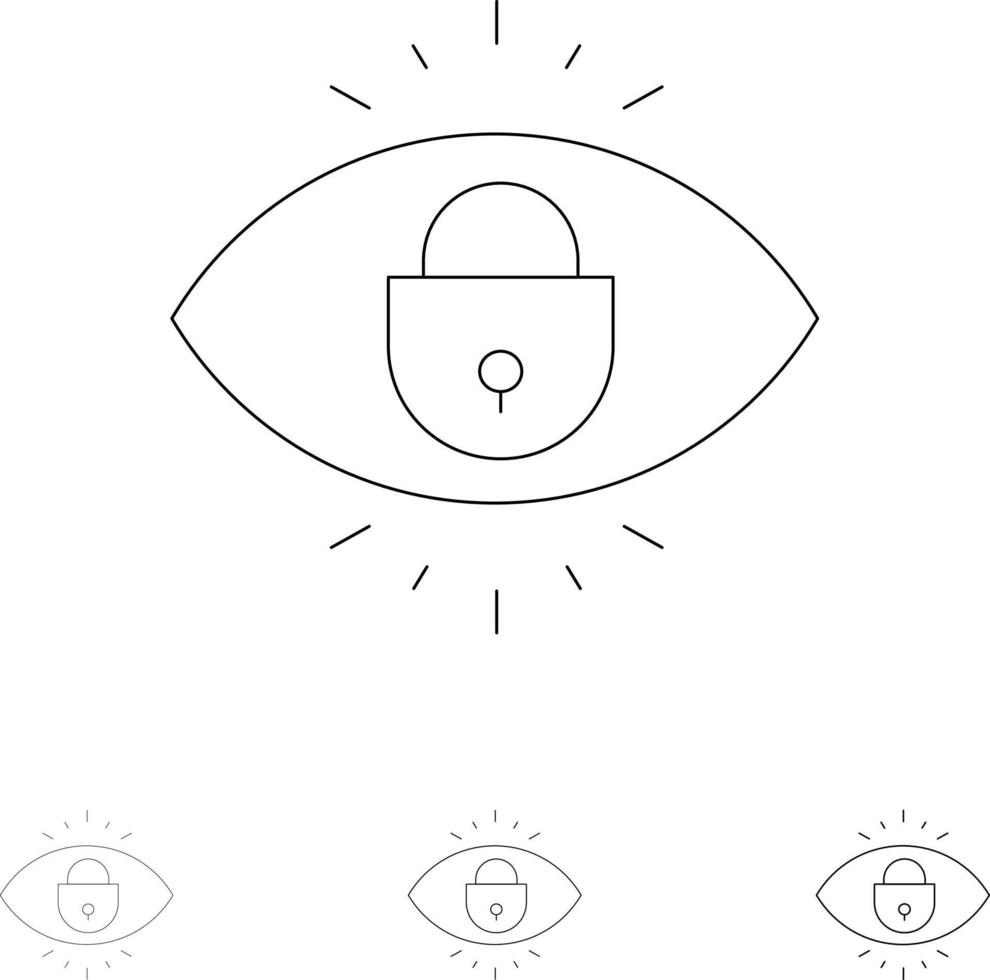 occhio Internet sicurezza serratura grassetto e magro nero linea icona impostato vettore
