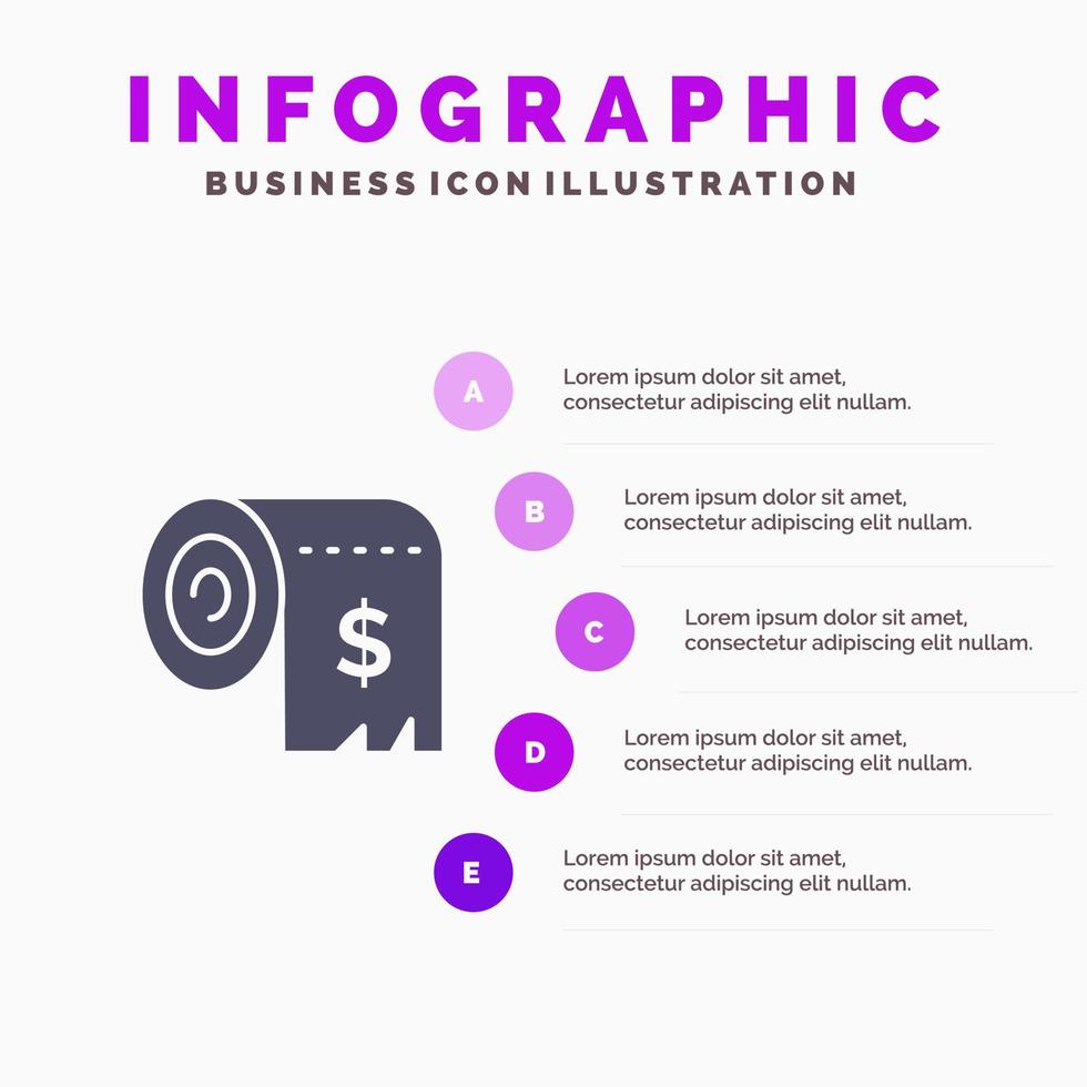 bilancio consumo costi spese finanza solido icona infografica 5 passaggi presentazione sfondo vettore