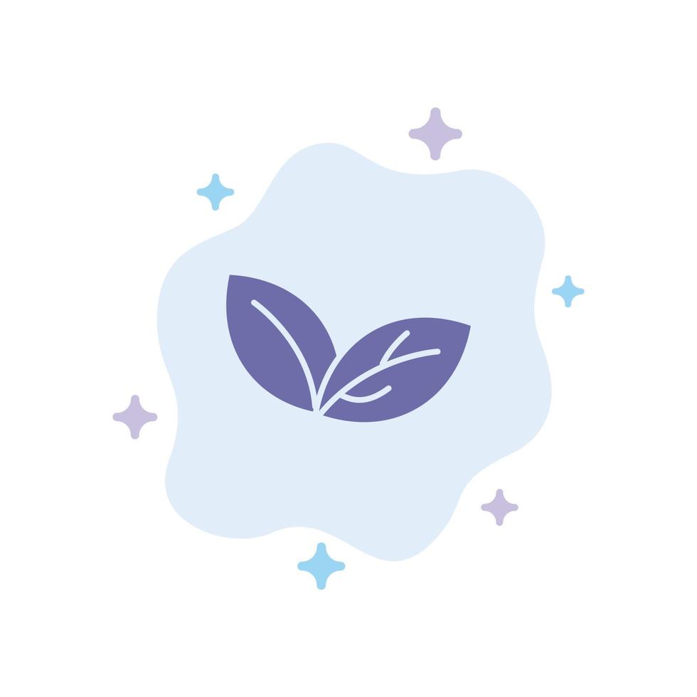 crescita foglia pianta primavera blu icona su astratto nube sfondo vettore