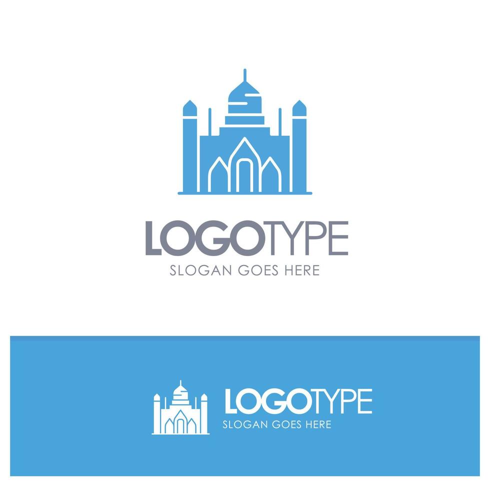 aurangabad forte bangladesh dhaka lalbagh blu solido logo con posto per tagline vettore