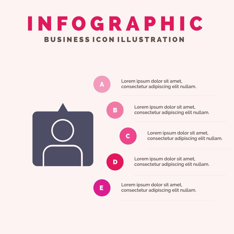 contatto instagram imposta solido icona infografica 5 passaggi presentazione sfondo vettore