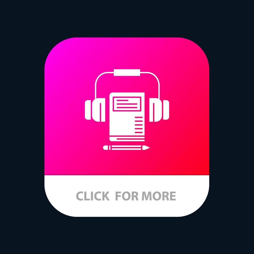 musica Audio cuffie libro mobile App pulsante androide e ios glifo versione vettore
