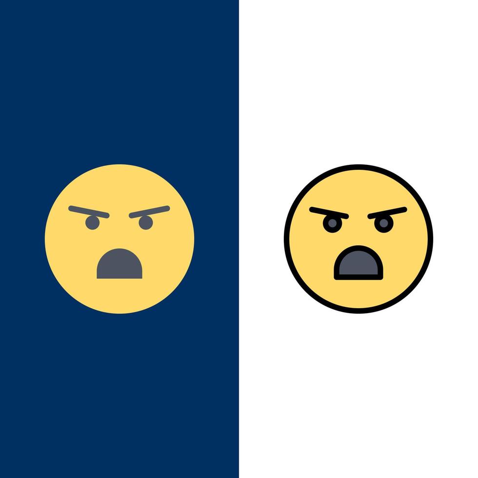 emoji emozione svenire sensazione icone piatto e linea pieno icona impostato vettore blu sfondo