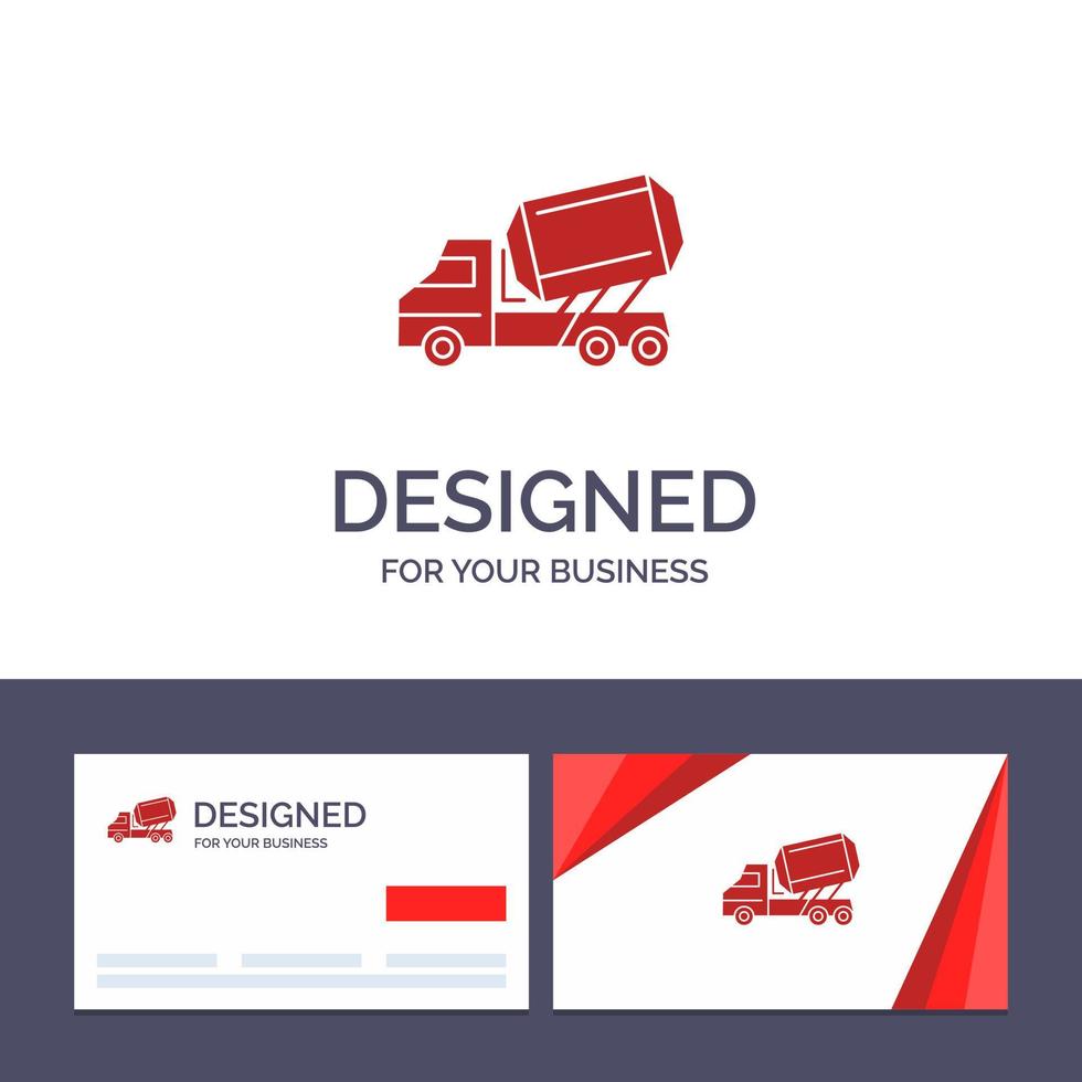 creativo attività commerciale carta e logo modello camion cemento costruzione veicolo rullo vettore illustrazione