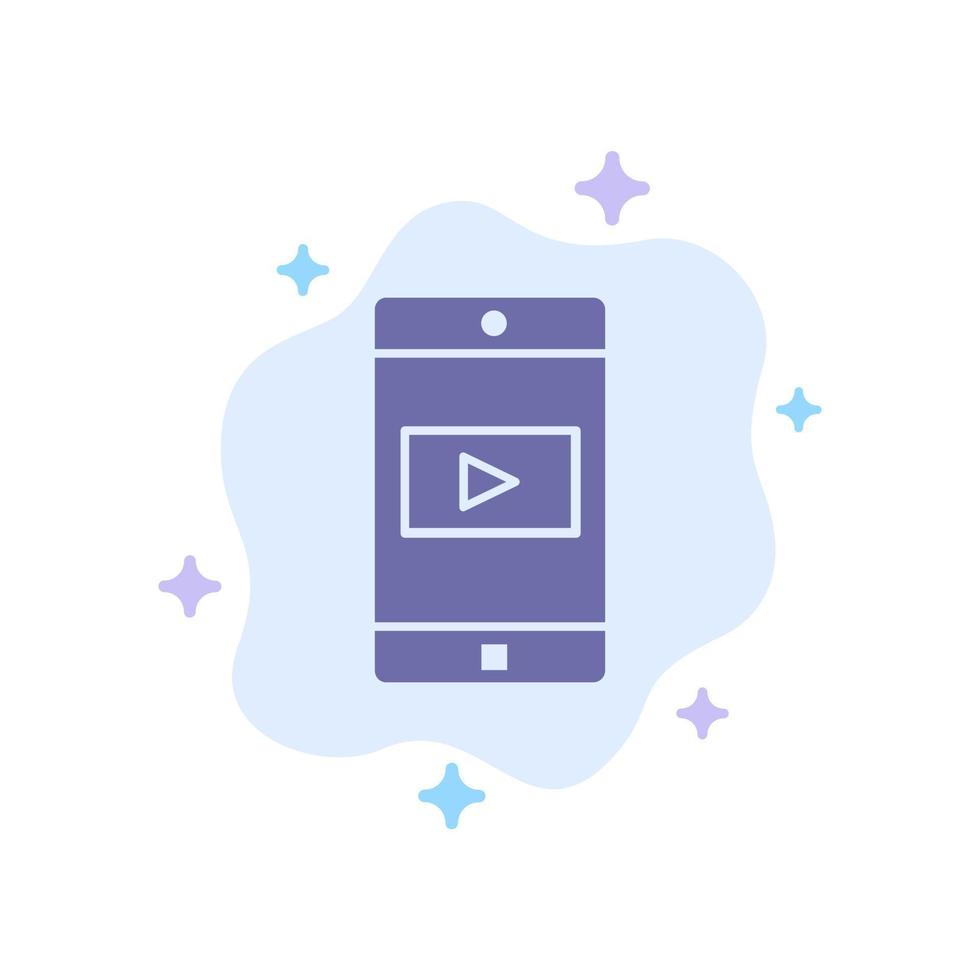 applicazione mobile mobile applicazione video blu icona su astratto nube sfondo vettore