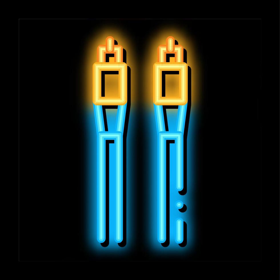 cavi ottico fibra neon splendore icona illustrazione vettore