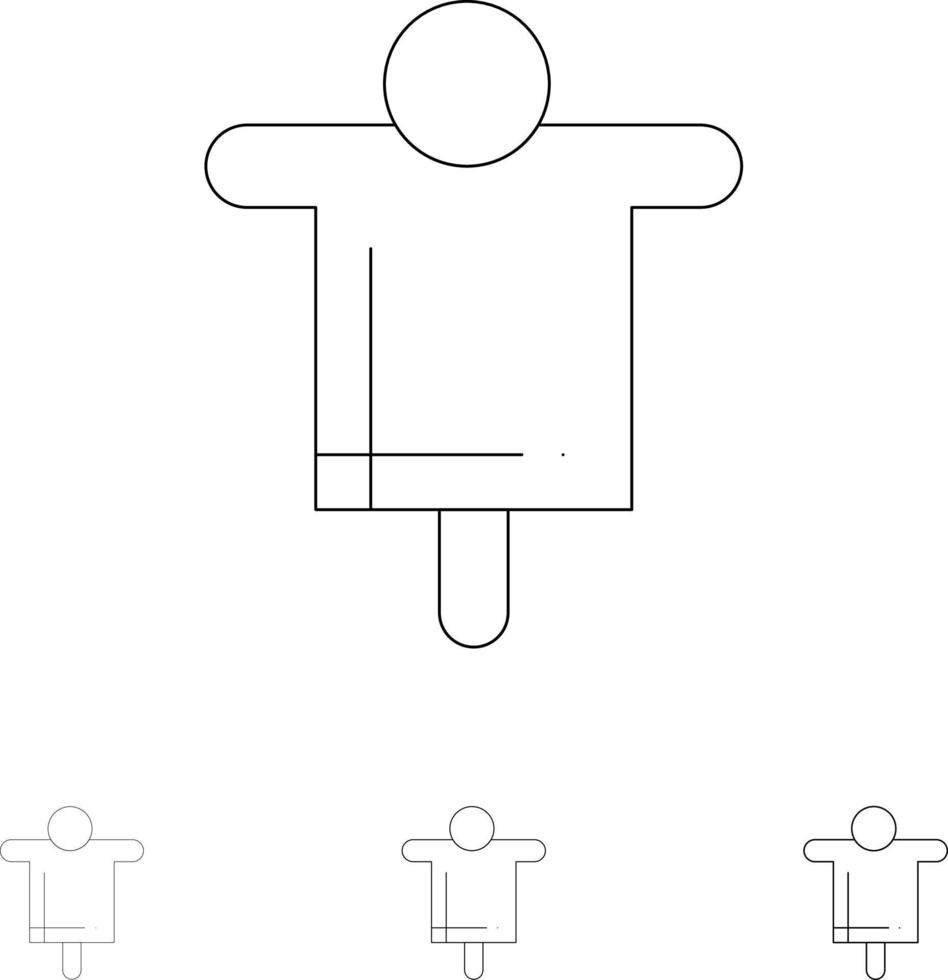 agricoltura azienda agricola agricoltura spaventapasseri grassetto e magro nero linea icona impostato vettore