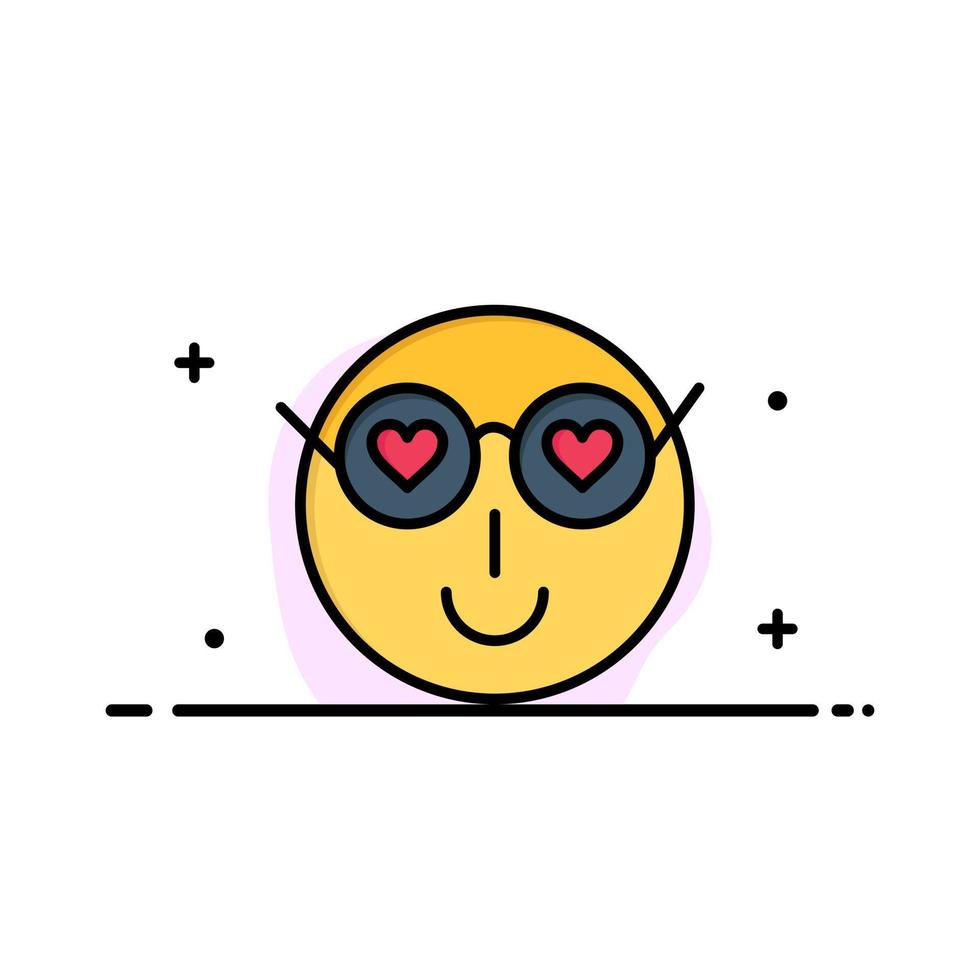 smiley emoji amore carino utente attività commerciale piatto linea pieno icona vettore bandiera modello