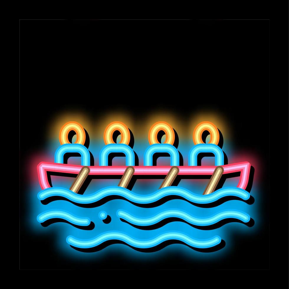 accademico canottaggio canoa neon splendore icona illustrazione vettore