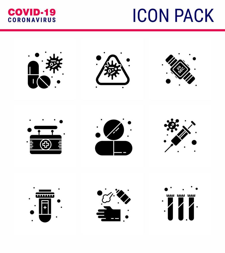 coronavirus precauzione suggerimenti icona per assistenza sanitaria linee guida presentazione 9 solido glifo nero icona imballare come come medico tavola malattia lavaggio secondi virale coronavirus 2019 nov malattia vettore desig