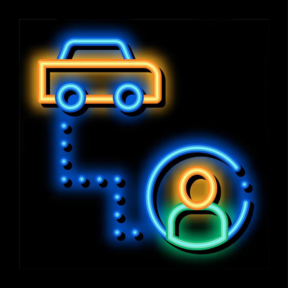 passeggeri destinazione in linea Taxi neon splendore icona illustrazione vettore