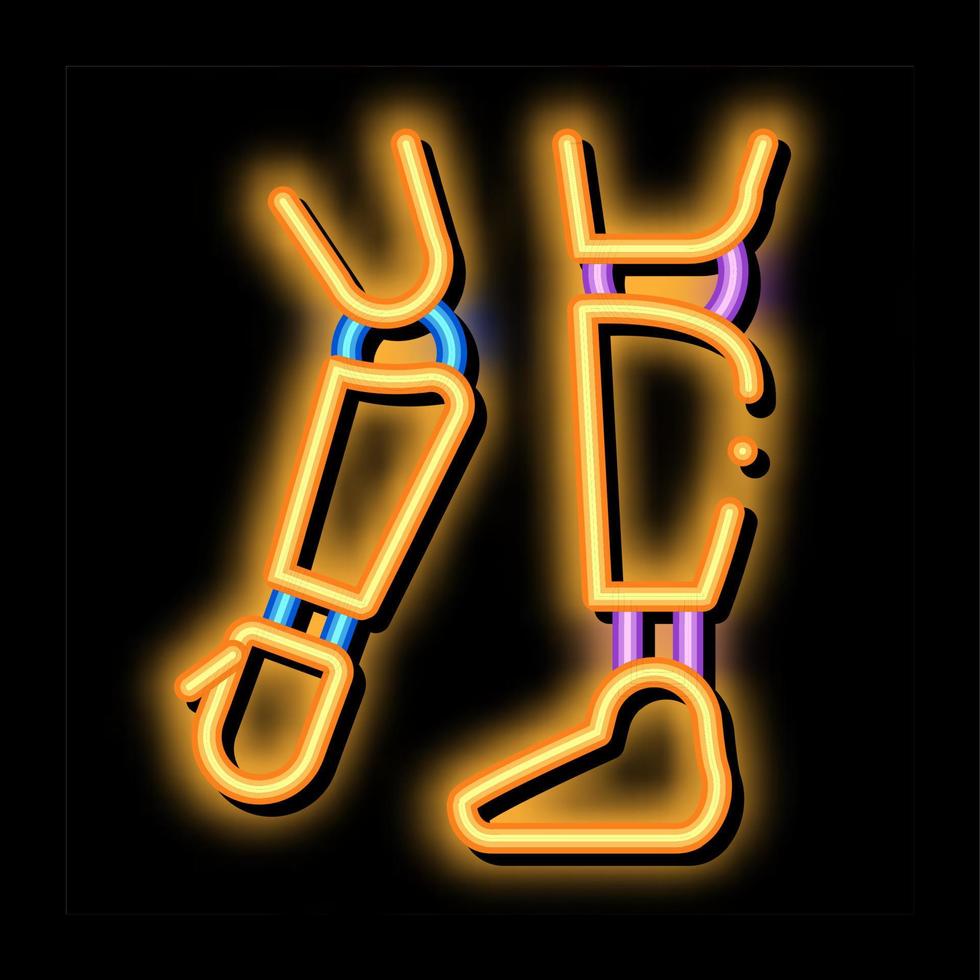 protesi di braccia e gamba ortopedico neon splendore icona illustrazione vettore
