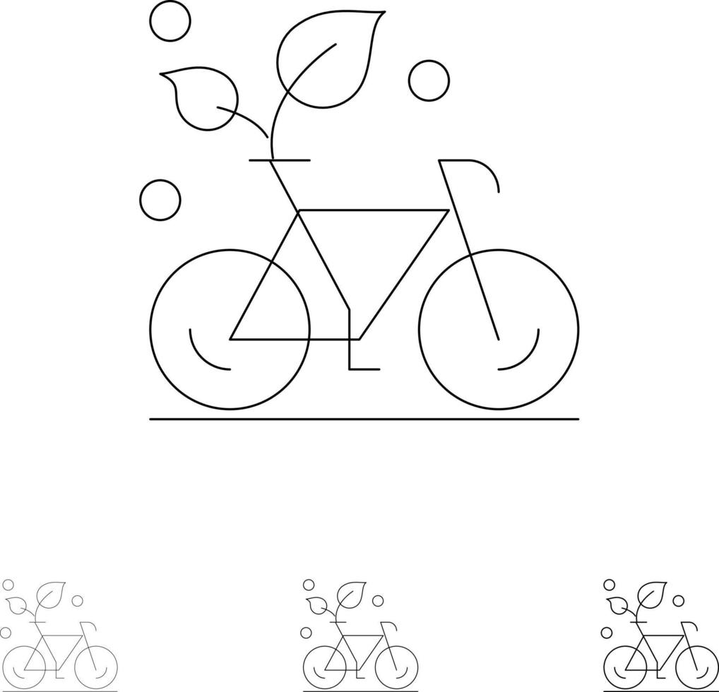 ciclo eco amichevole pianta ambiente grassetto e magro nero linea icona impostato vettore