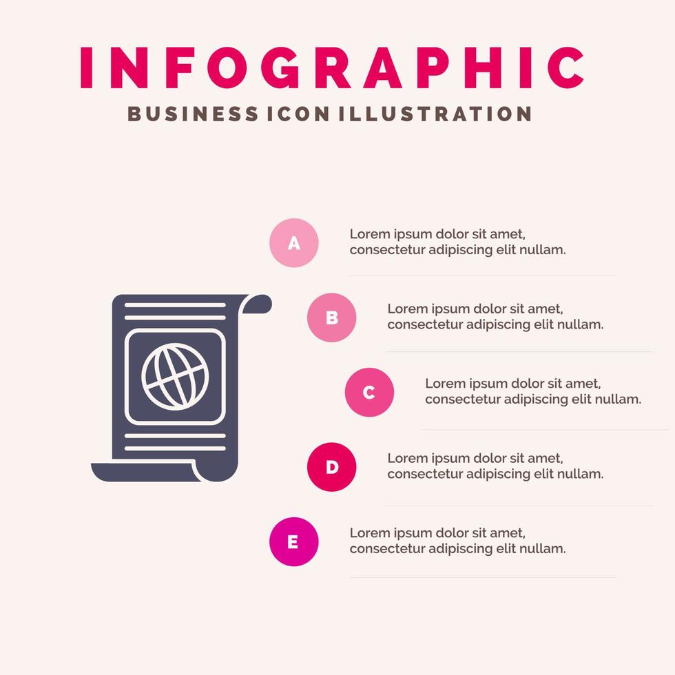 obbiettivo obiettivi bersaglio mondo file solido icona infografica 5 passaggi presentazione sfondo vettore