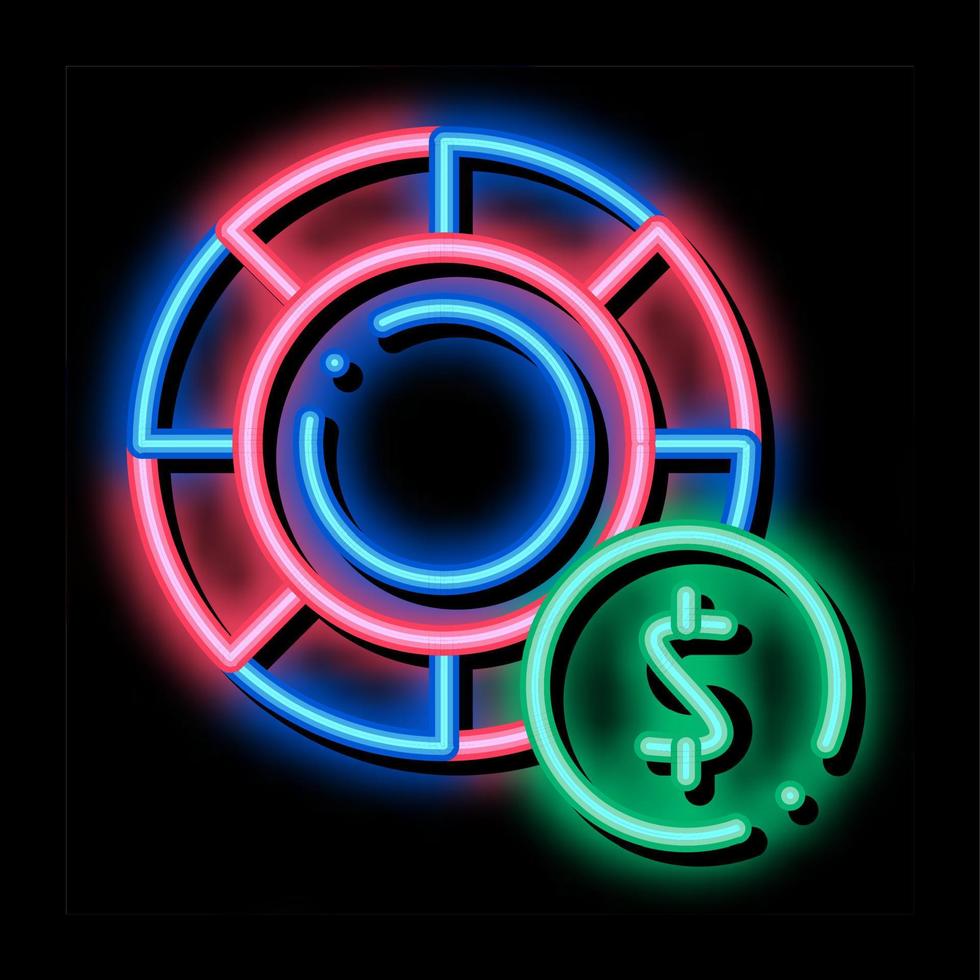 poker scommesse e gioco d'azzardo neon splendore icona illustrazione vettore