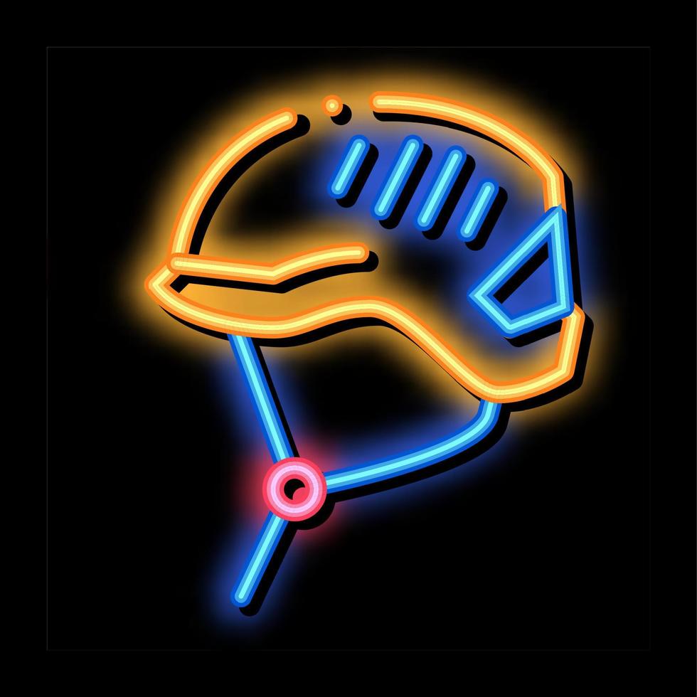protezione casco alpinismo attrezzatura neon splendore icona illustrazione vettore