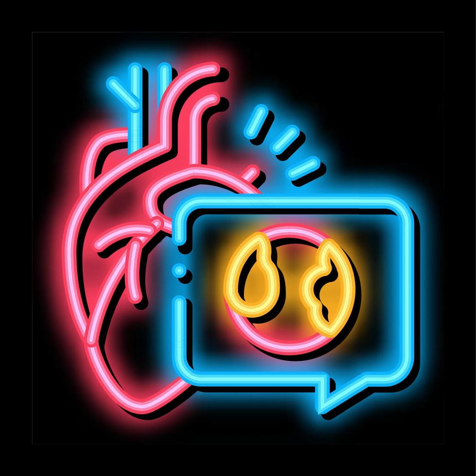 cuore aterosclerosi neon splendore icona illustrazione vettore