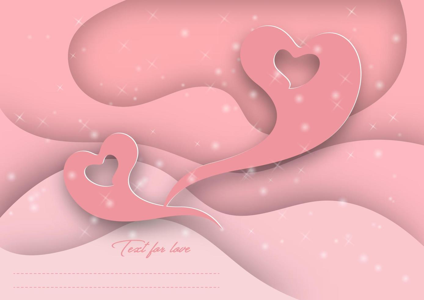 astratto sfondo carta tagliare cuore forma rosa colore vettore illustrazione.