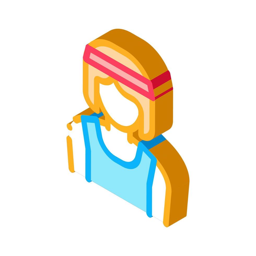 femmina atleta sportivo isometrico icona vettore illustrazione