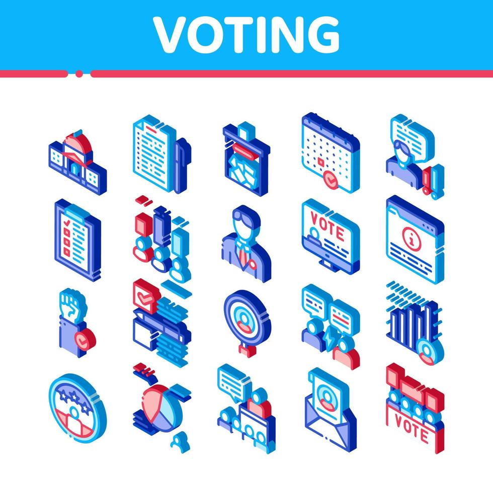 voto e elezione isometrico icone impostato vettore