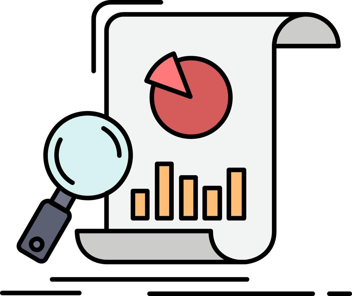 analisi analitica attività commerciale finanziario ricerca piatto colore icona vettore