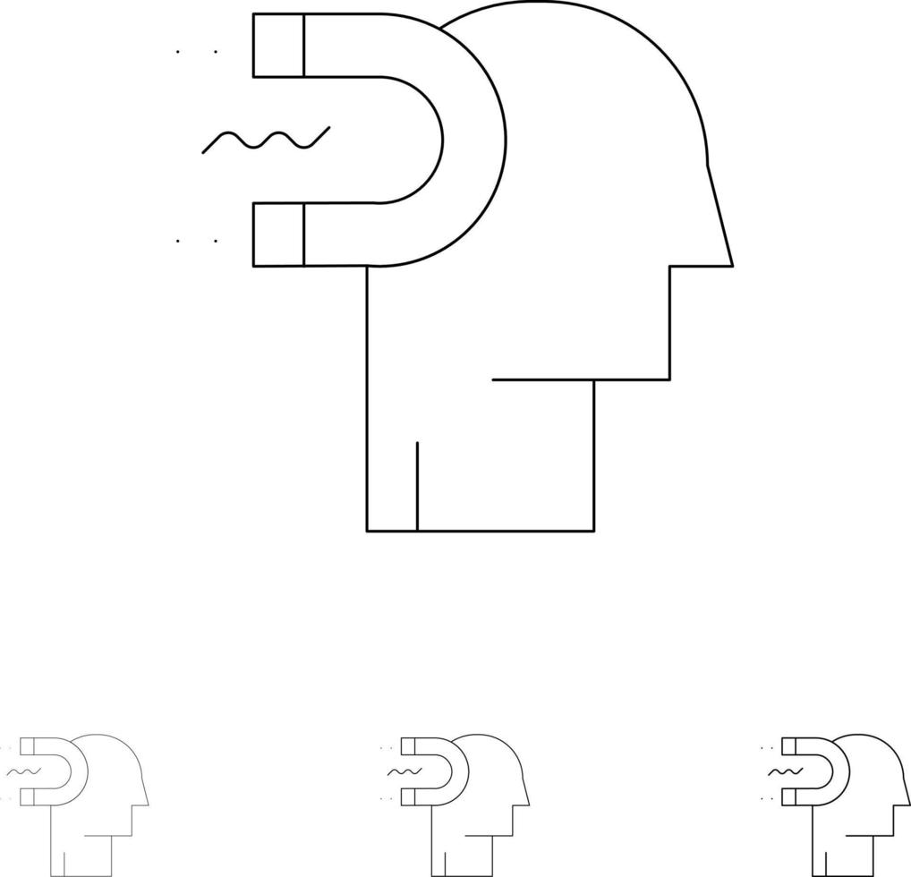 energia influenza Fidanzamento umano influenza condurre grassetto e magro nero linea icona impostato vettore