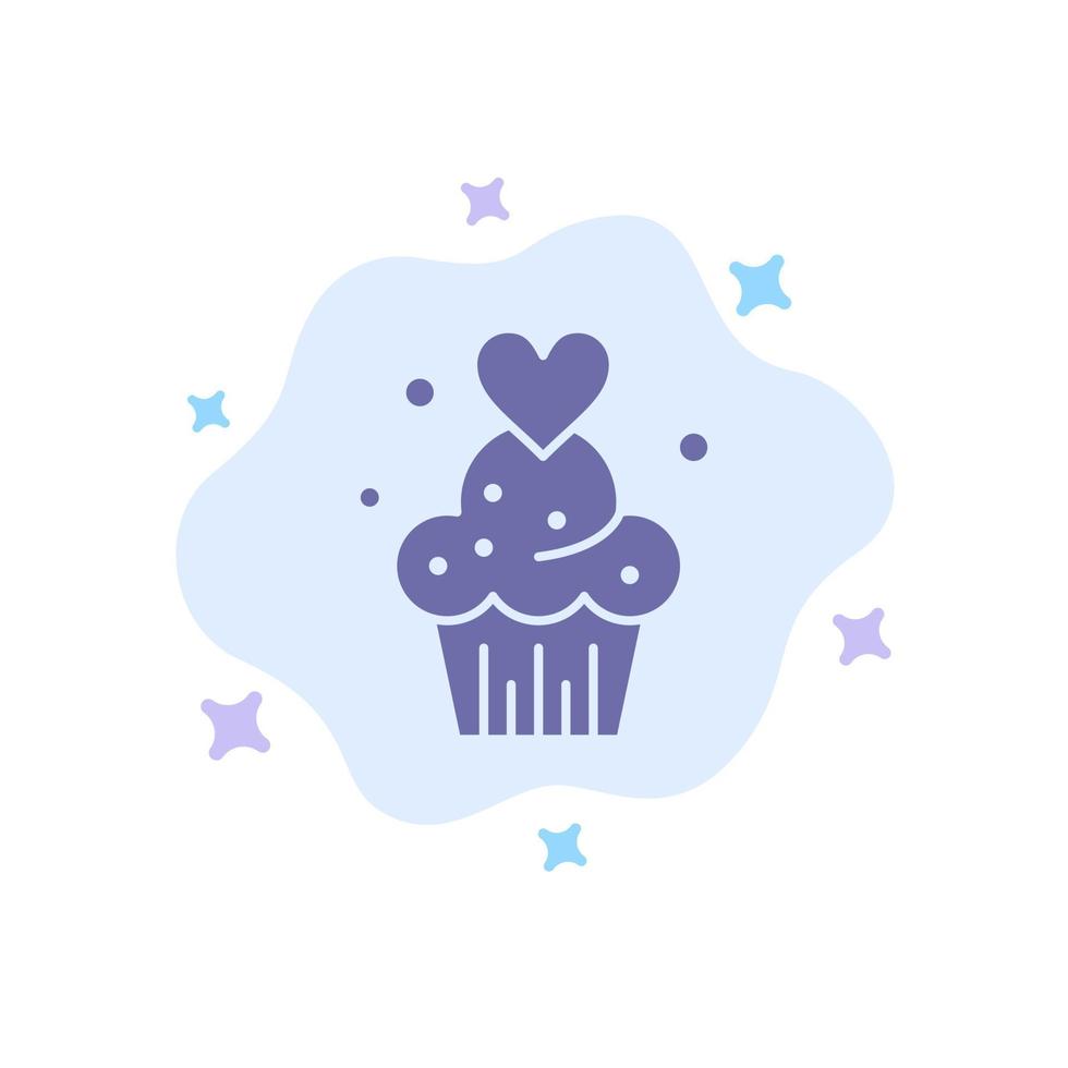 torta Cupcake muffin al forno dolci blu icona su astratto nube sfondo vettore