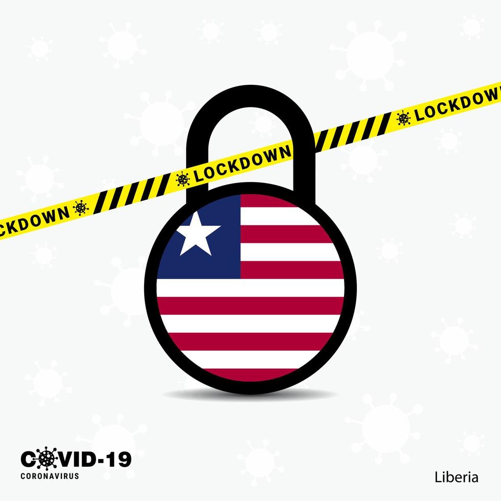 Liberia serratura giù serratura coronavirus pandemia consapevolezza modello covid19 serratura giù design vettore
