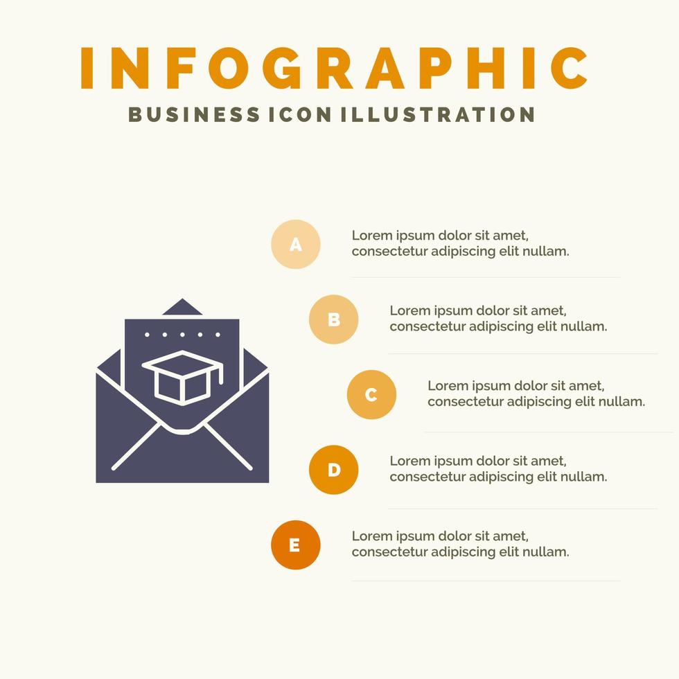 berretto formazione scolastica la laurea posta solido icona infografica 5 passaggi presentazione sfondo vettore