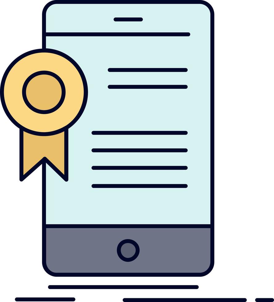 certificato certificazione App applicazione approvazione piatto colore icona vettore