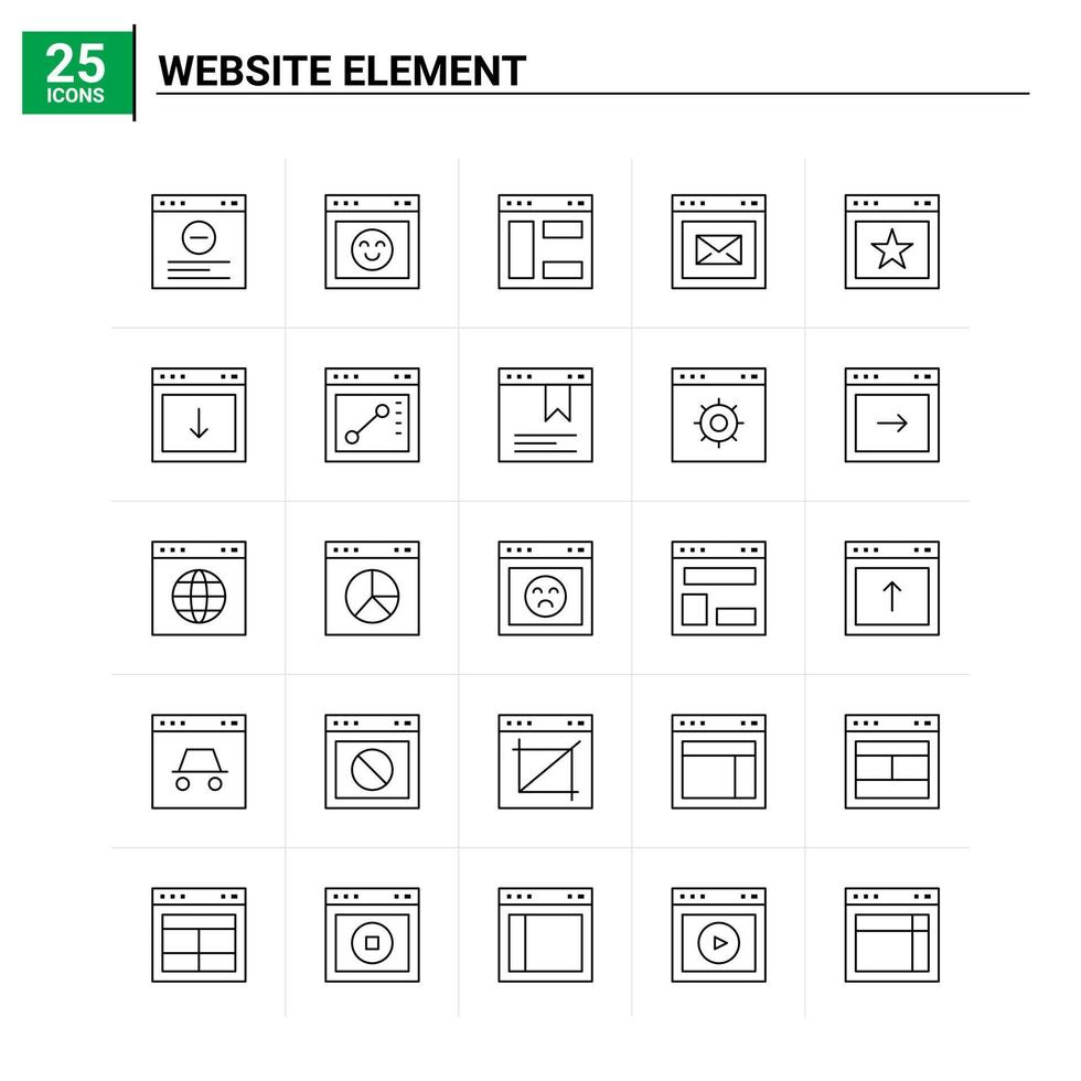 25 sito web elemento icona impostato vettore sfondo